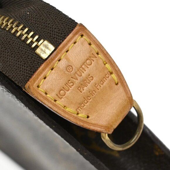 LOUIS VUITTON Logo BUCKET PM Pouch Bag Monogram Leather Brown France 05EF546 - Picture 10 of 13
